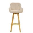 Karlstad Bar Stool Natural Cream Fabric & Wood Leg