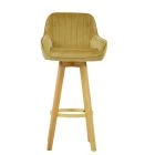Karlstad Bar Stool Camel Velvet & Wood Leg