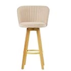 Mjolby Bar Stool Natural Cream Fabric & Wood Leg