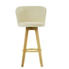 Mjolby Bar Stool Cream Boucle & Wood Leg