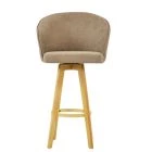 Skara Bar Stool Fawn Brown Fabric & Wood Leg