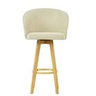 Skara Bar Stool Natural Cream Fabric & Wood Leg