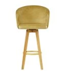 Skara Bar Stool Camel Velvet & Wood Leg