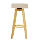 Solna Bar Stool Natural Cream Fabric & Wood Leg
