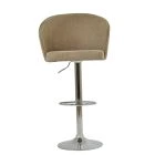 Kenton Bar Stool Fawn Brown Fabric & Chrome Base