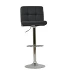 Cuban Bar Stool Dark Grey Leather & Chrome Base