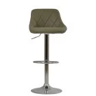 Flo Bar Stool Taupe Leather & Chrome Base