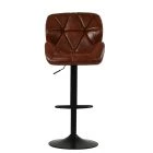 Cedar Bar Stool Vintage Tan Brown Leather & Black Base