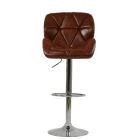 Eris Bar Stool Vintage Tan Brown Leather & Chrome Base