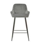 Hamilton Bar Stool Grey Velvet & Chrome Base