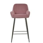 Hamilton Bar Stool Pink Velvet & Chrome Base