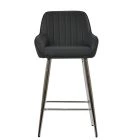 Hamilton Bar Stool Dark Grey Leather & Chrome Base