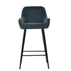Hamilton Bar Stool Dark Grey Velvet & Black Base