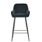 Hamilton Bar Stool Dark Grey Velvet & Chrome Base