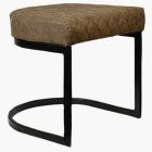 Burrello Low Stool Antique Brown Leather & Black Leg 46cm