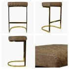 Burrello Bar Stool Antique Brown Leather & Gold Leg 75cm