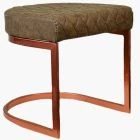 Burrello Low Stool Antique Brown Leather & Rose Gold Leg 46cm