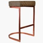 Burrello Bar Stool Antique Brown Leather & Rose Gold Leg 75cm
