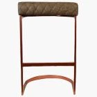 Burrello Bar Stool Aged Brown Leather & Rose Gold Leg 65cm