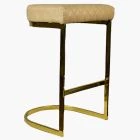 Burrello Bar Stool Cream Leather & Gold Leg 75cm