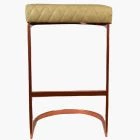Burrello Bar Stool Beige Cream Leather & Rose Gold Leg 65cm
