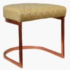 Burrello Low Stool Cream Leather & Rose Gold Leg 46cm