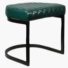Burrello Low Stool Bottle Green Leather & Black Leg 46cm
