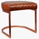 Burrello Low Stool Vintage Tan Brown Leather & Rose Gold Leg 46cm
