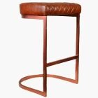 Burrello Bar Stool Vintage Tan Brown Leather & Rose Gold Leg 65cm