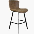 Caribe Bar Stool Antique Brown Leather & Black Leg 75cm