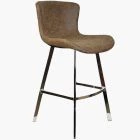 Caribe Bar Stool Antique Brown Leather & Chrome Leg 75cm