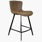 Caribe Bar Stool Antique Brown Leather & Black Leg 65cm