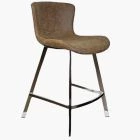 Caribe Bar Stool Antique Brown Leather & Chrome Leg 65cm