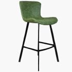 Caribe Bar Stool Vintage Green Leather & Black Leg 75cm