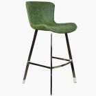 Caribe Bar Stool Vintage Green Leather & Chrome Leg 75cm