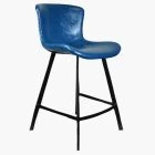 Caribe Bar Stool Blue Leather & Black Leg 65cm