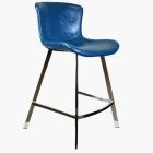 Caribe Bar Stool Blue Leather & Chrome Leg 65cm