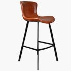 Caribe Bar Stool Vintage Tan Brown Leather & Black Leg 75cm