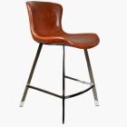 Caribe Bar Stool Vintage Tan Brown Leather & Chrome Leg 75cm