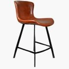 Caribe Bar Stool Vintage Brown Leather & Black Leg 65cm