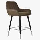 Carson Bar Stool Antique Brown Leather & Black \ Silver Leg