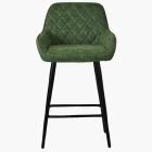 Carson Bar Stool Aged Olive Green Leather & Black Leg