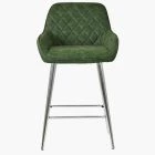 Carson Bar Stool Aged Olive Green Leather & Chrome Leg