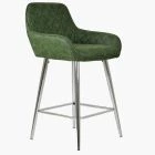 Carson Bar Stool Vintage Green Leather & Chrome Leg