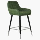 Carson Bar Stool Vintage Green Leather & Black \ Silver Leg