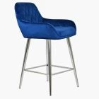 Carson Bar Stool Blue Velvet & Chrome Leg