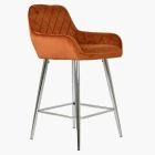 Carson Bar Stool Burnt Orange Velvet & Chrome Leg