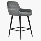 Carson Bar Stool Dark Grey Leather & Black Leg