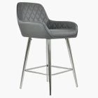 Carson Bar Stool Dark Grey Leather & Chrome Leg