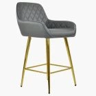Carson Bar Stool Dark Grey Leather & Gold Leg